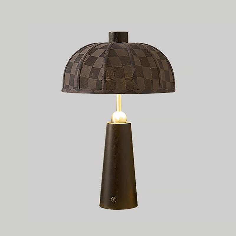 Tischlampe Holz Stoffschirm Gerippt