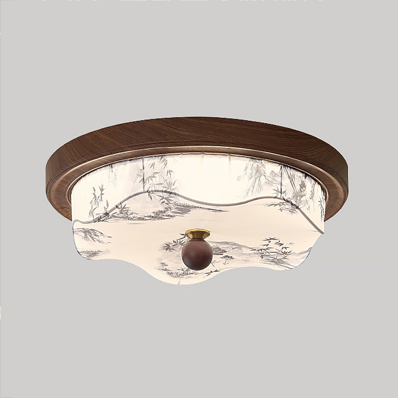 Deckenleuchte Holz Stoffschirm Mit LED