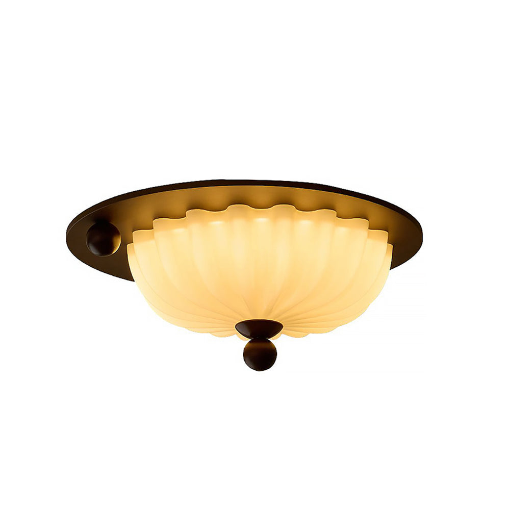 Deckenleuchte aus Glas mit integrierter LED in runder, flacher Form
