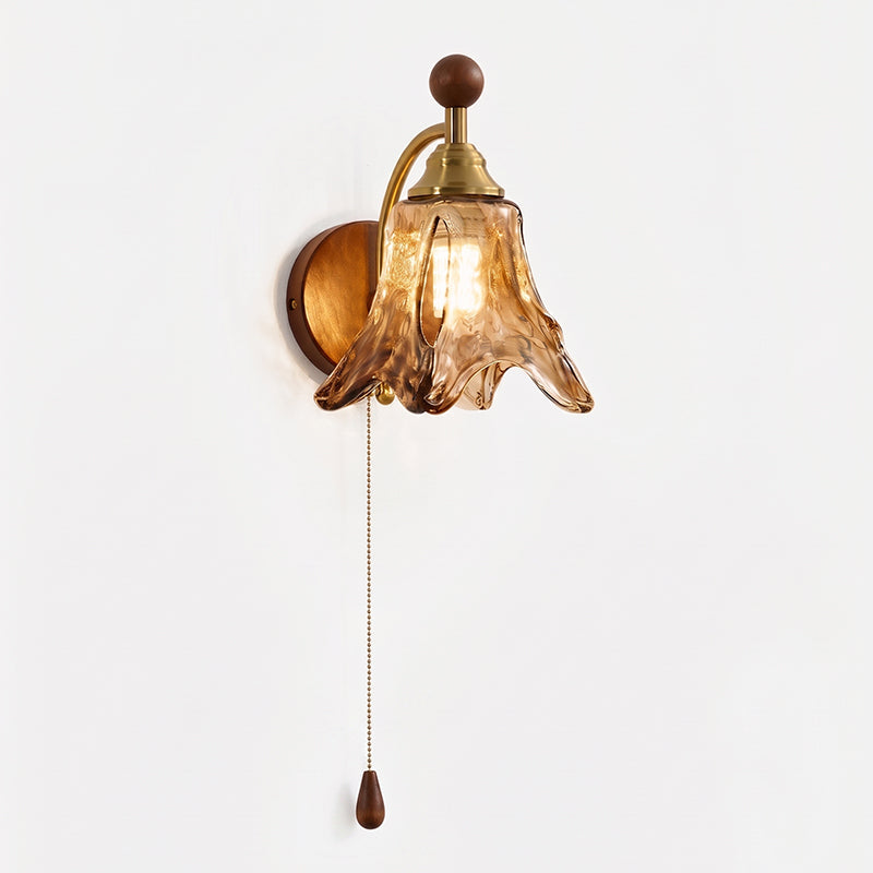 Wandleuchte Glasblume Mit Zugschalter
