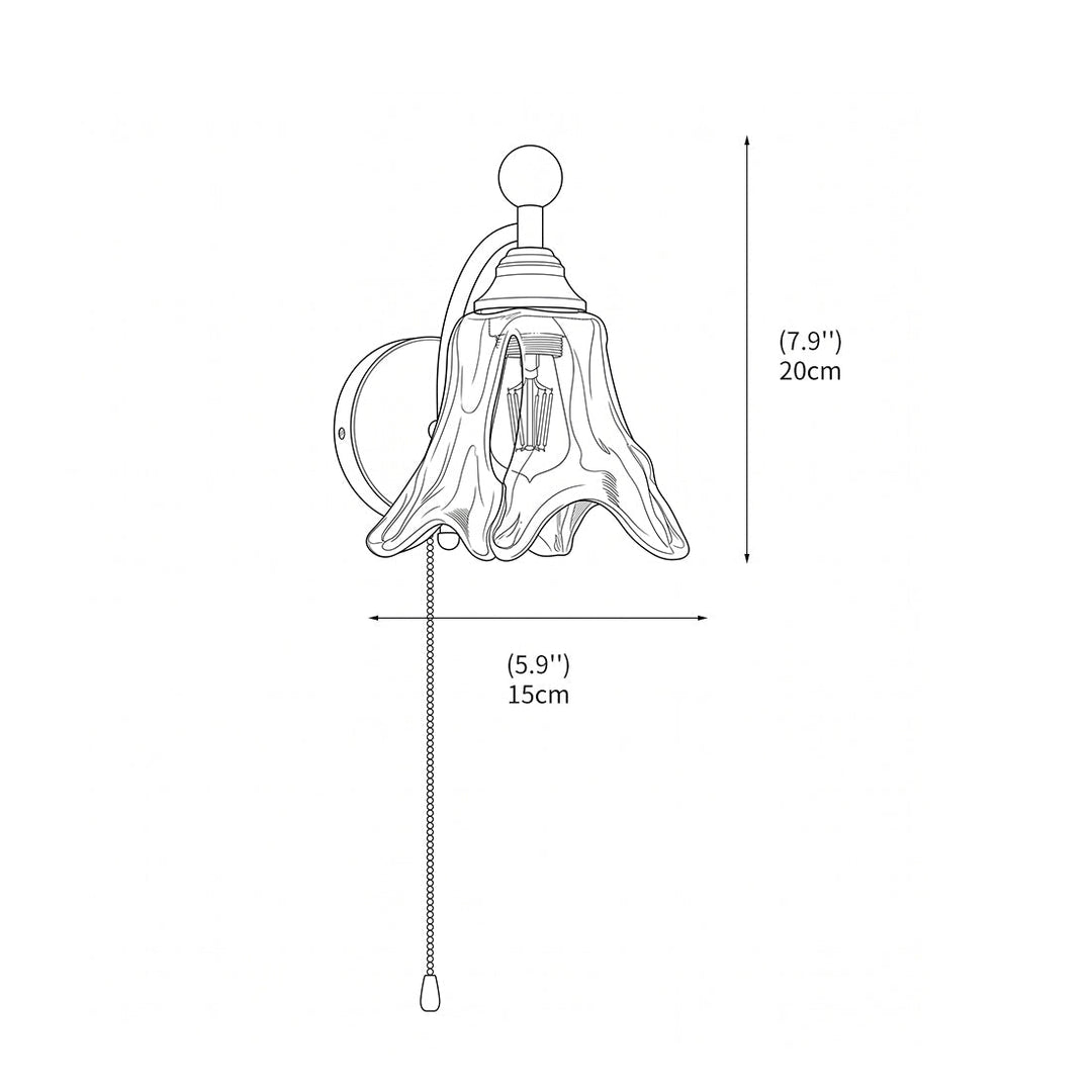 Seitliche Ansicht der dekorativen Wandleuchte aus Glas in Blütenoptik