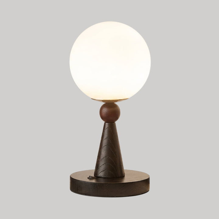 Tischlampe Holz Glas Kugel