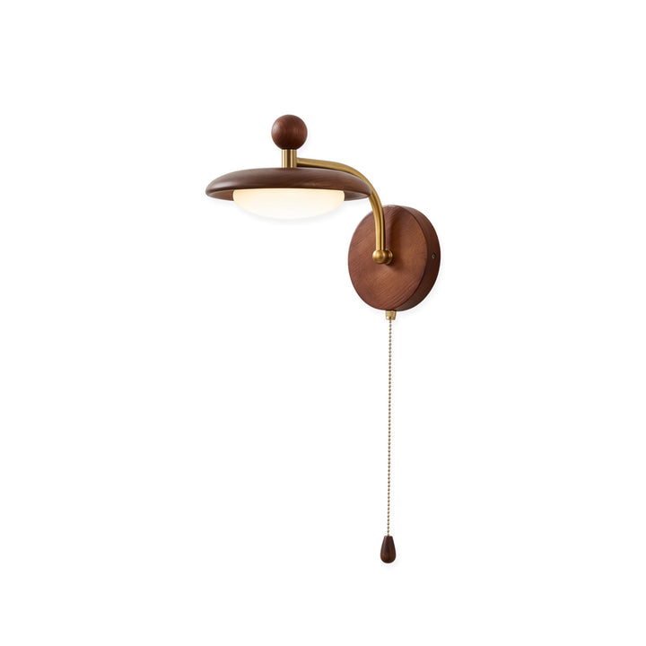 Wandleuchte aus Holz und Metall mit integrierter LED an der Wand