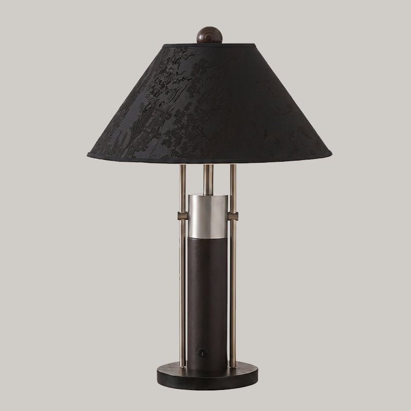 Tischlampe Holz Metall Mit Stoffschirm