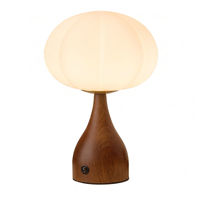 Tischlampe Geriffeltes Glas Walnussoptik