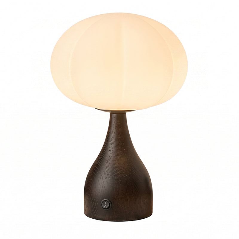 Tischlampe Geriffeltes Glas Walnussoptik