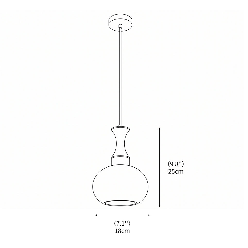 Detailansicht des Lampenschirms aus Glas mit Holzelementen