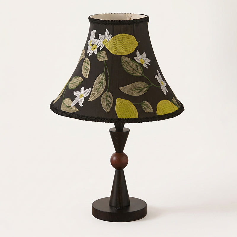 Tischlampe Aus Holz Mit Stoffschirm