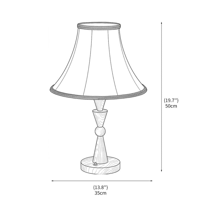 Detailaufnahme des Holzfußes der Tischlampe mit natürlicher Maserung