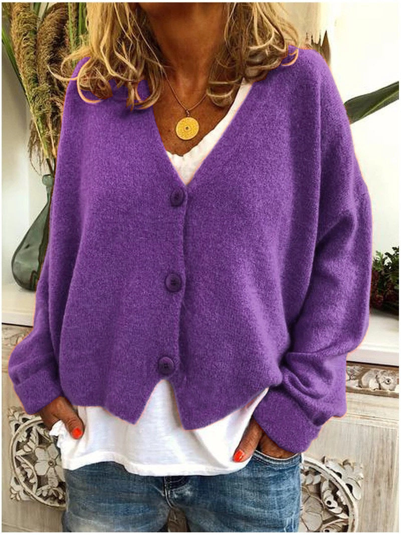 Damen Strickjacke Mit V Ausschnitt Und Knopfleiste