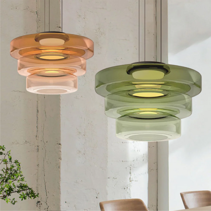 Bauhaus-inspirierte Glas Pendelleuchte mit LED und Höhenverstellung