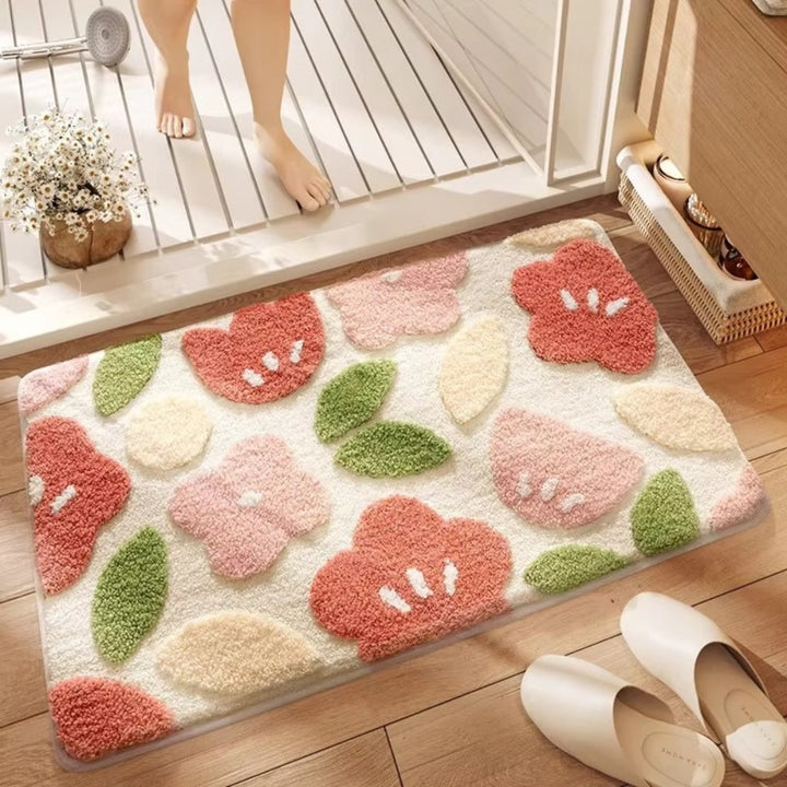 Badezimmermatte Naturmotiv – Rutschfeste Mikrofaser Matte mit Bergdesign
