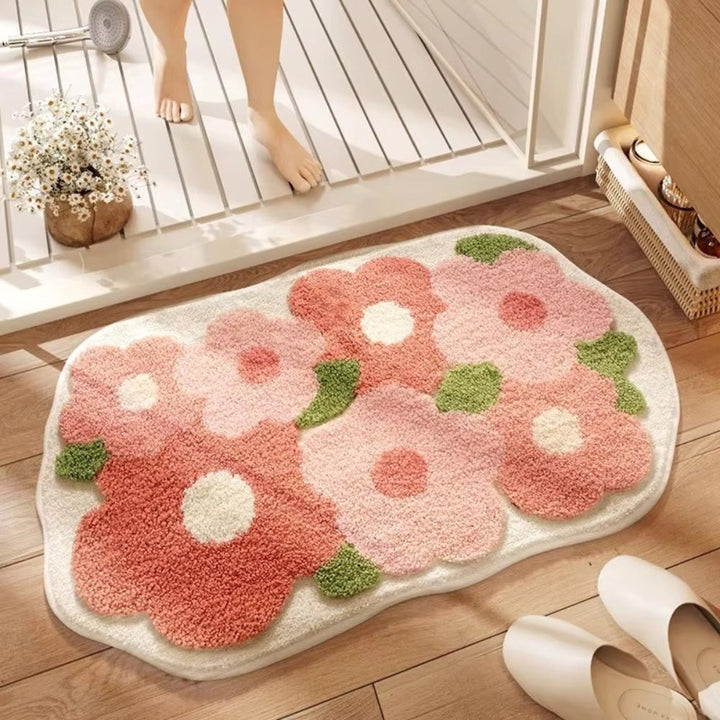Badezimmermatte Naturmotiv – Rutschfeste Mikrofaser Matte mit Bergdesign