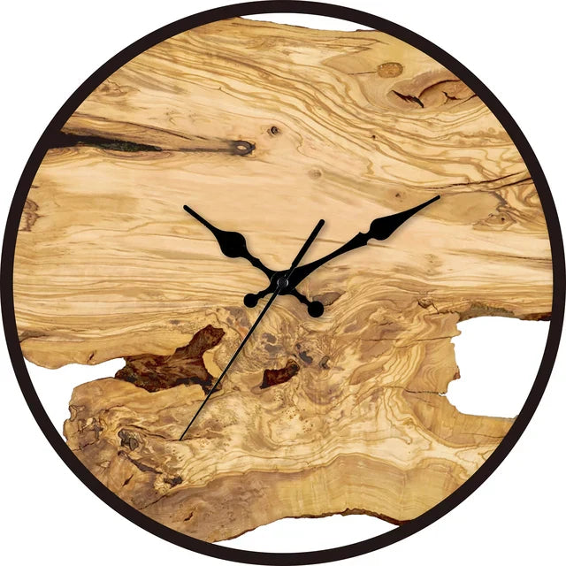 Moderne Wanduhr aus Acryl mit Holzmaserung und geräuschlosem Uhrwerk