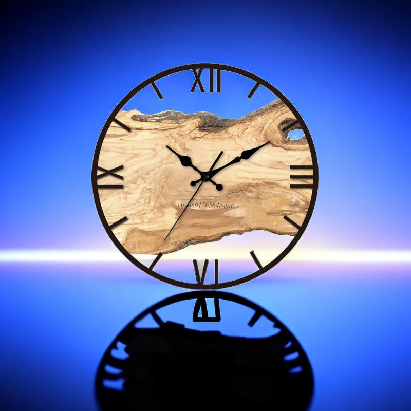 Naturholz & Acryl Designer-Wanduhr – Stilvolles Unikat für modernes Wohnen
