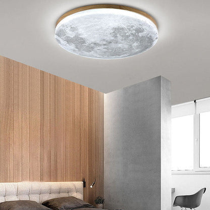 Minimalistische LED-Deckenlampe aus Holz – rund, flach & warmweiß
