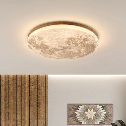 Minimalistische LED-Deckenlampe aus Holz – rund, flach & warmweiß