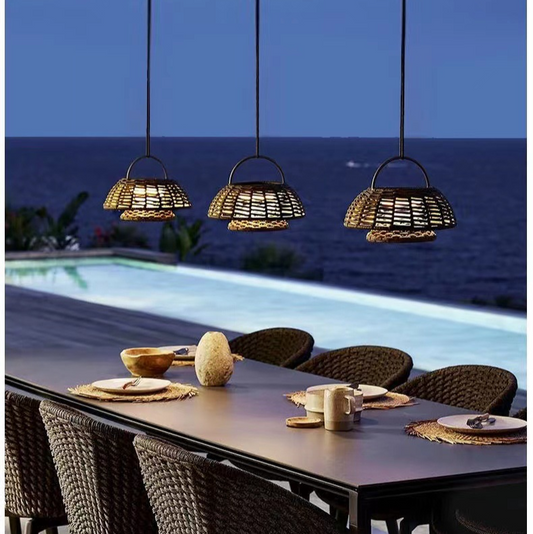 Eco-Friendly Bamboo Outdoor Lamp - Weather-Resistant LED Light Fixture-1