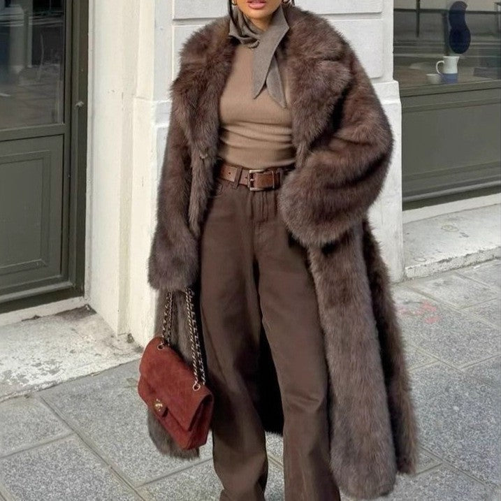 Damen Kunstfellmantel Mit Laufsteg Design