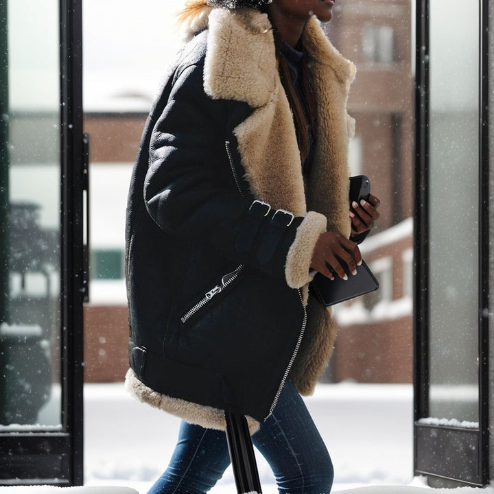 Damen Mantel Mit Oversize Schnitt Und Fellkragen