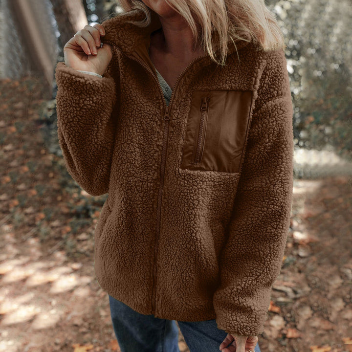 Damen Fleecejacke Mit Hohem Kragen Und Reißverschlusstasche