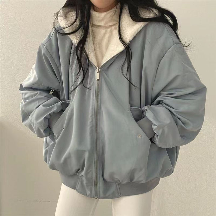 Damen Bomberjacke Oversize Mit Kapuze Und Utility Taschen