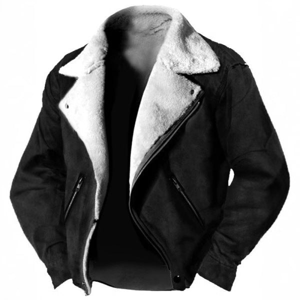 Herren Wildlederjacke Mit Fellfutter Und Retro Revers