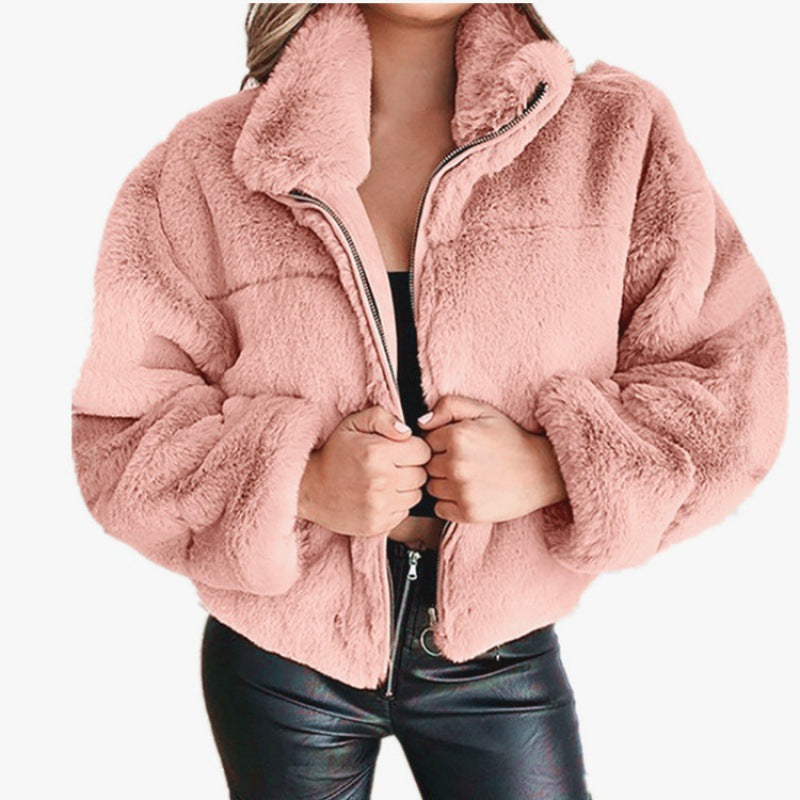Damen Kunstfellmantel Mit Oversize Schnitt Und Hohem Kragen