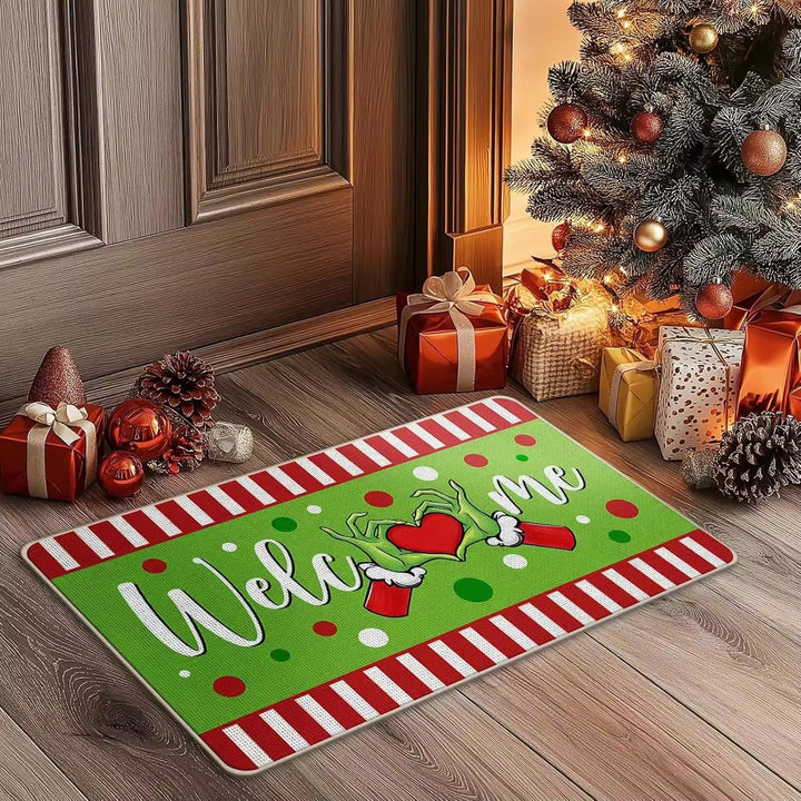 Dekorative Weihnachtsmatte als einladender Türvorleger