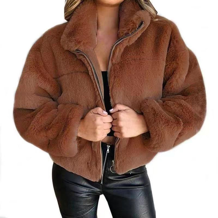 Damen Kunstfellmantel Mit Oversize Schnitt Und Hohem Kragen