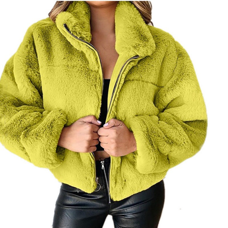 Damen Kunstfellmantel Mit Oversize Schnitt Und Hohem Kragen