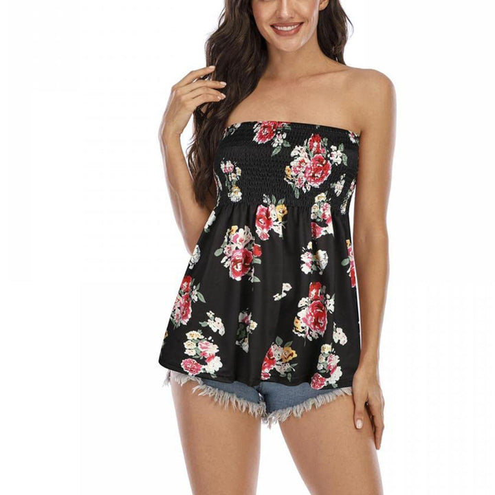 Women's Floral Bustier Top Romantic Crop Tank