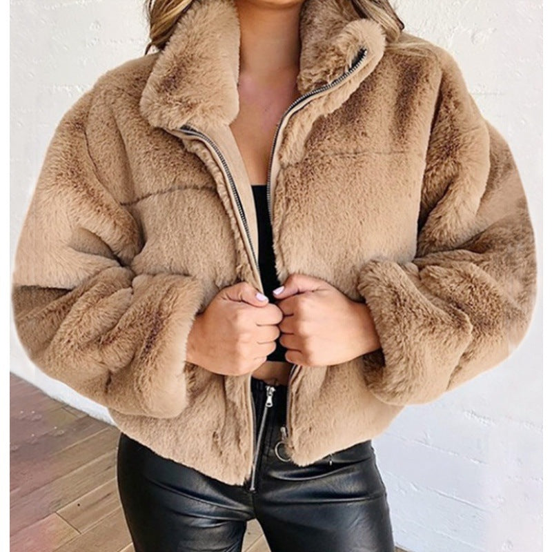 Damen Kunstfellmantel Mit Oversize Schnitt Und Hohem Kragen