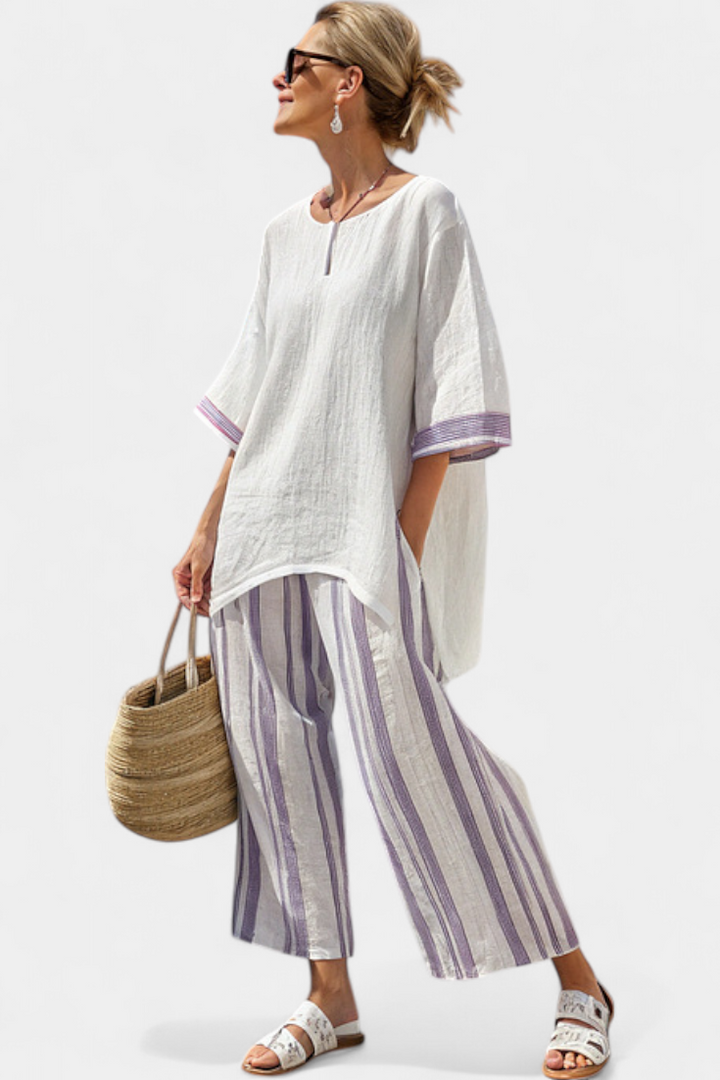 Women's Comfortable Striped Lounge Set