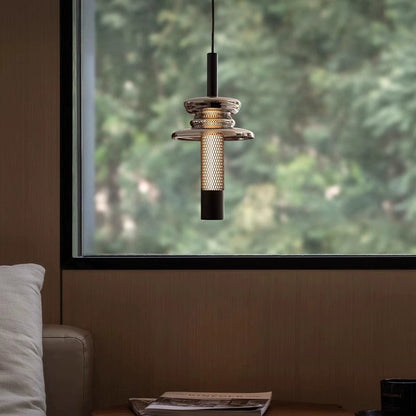 Pendelleuchte mit geometrischem Design aus Aluminium und Glas