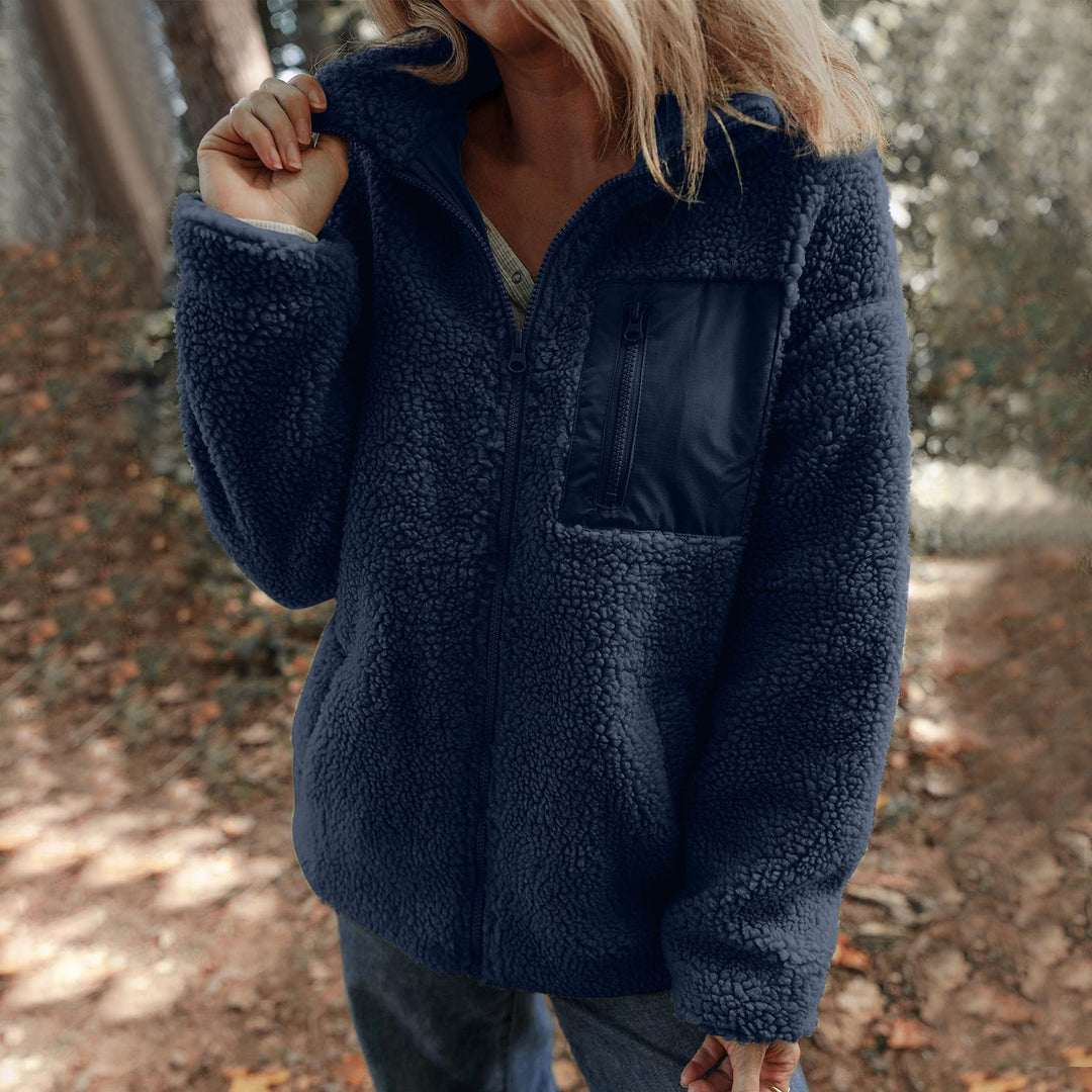 Damen Fleecejacke Mit Hohem Kragen Und Reißverschlusstasche