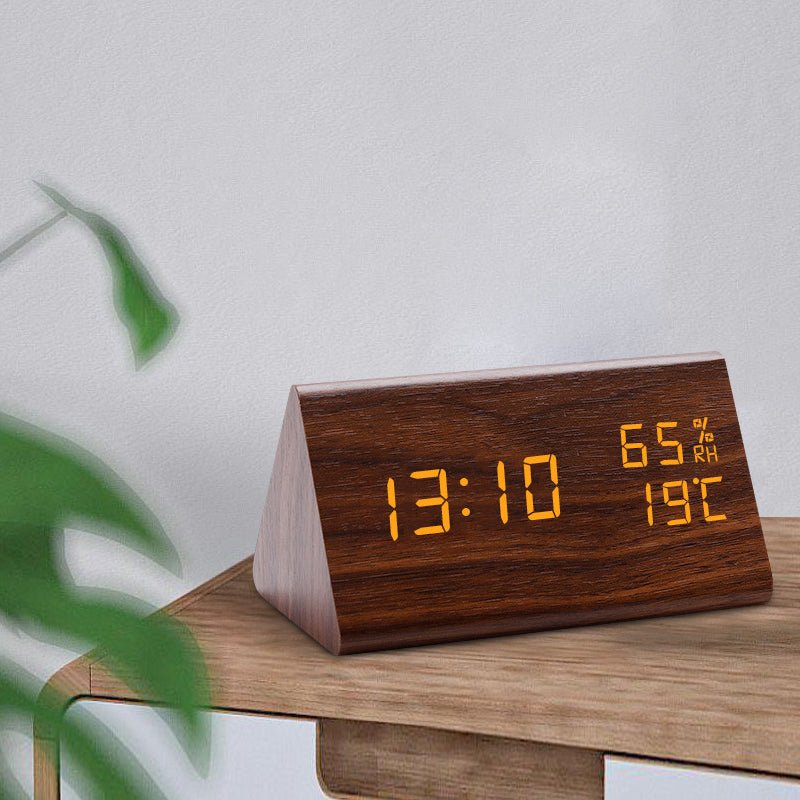 Digitale Tischuhr Mit Holzoptik Und Temperaturanzeige