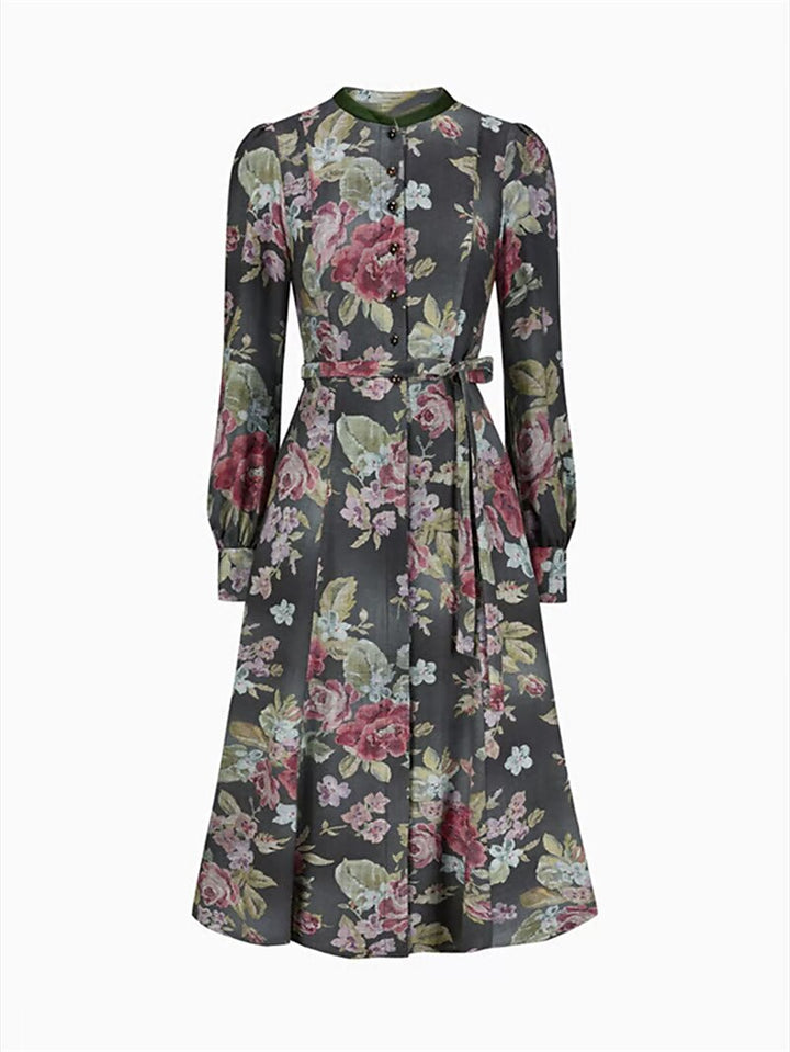 Damen Dirndlkleid Schwarz Mit Blumenmuster Und Schürze