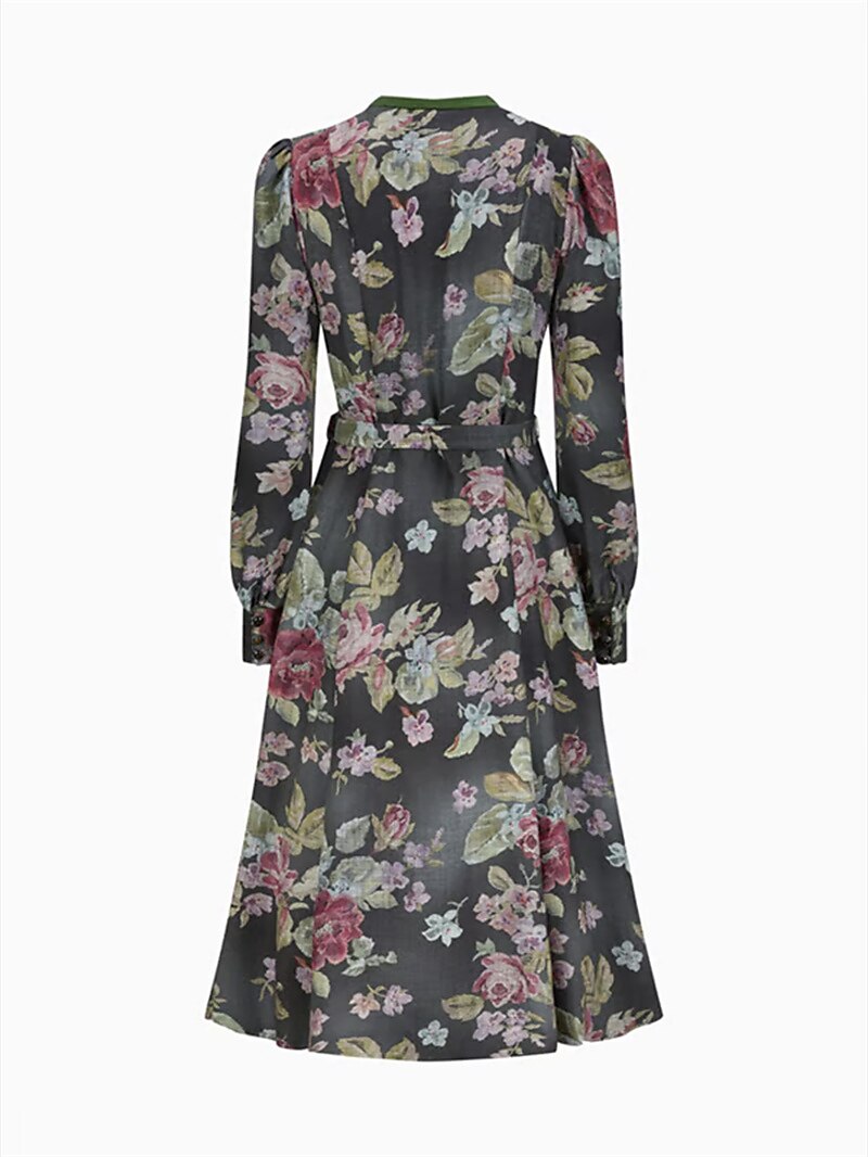 Damen Dirndlkleid Schwarz Mit Blumenmuster Und Schürze