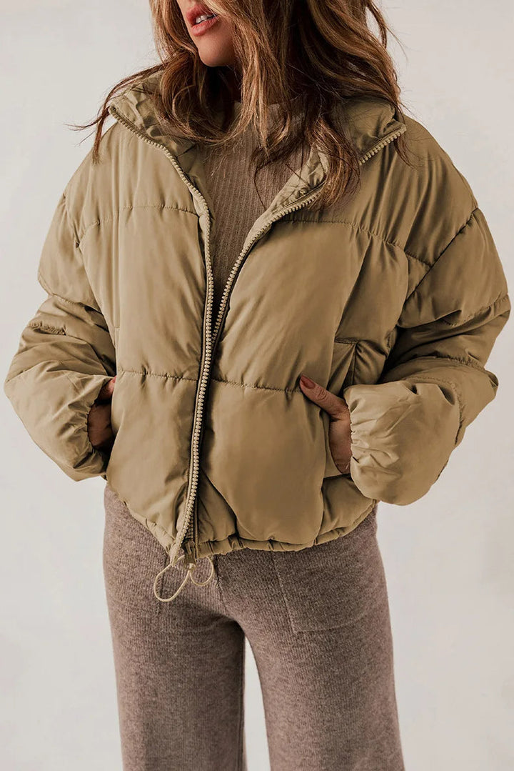 Damen Winter Pufferjacke Kurz Mit Klassischem Design