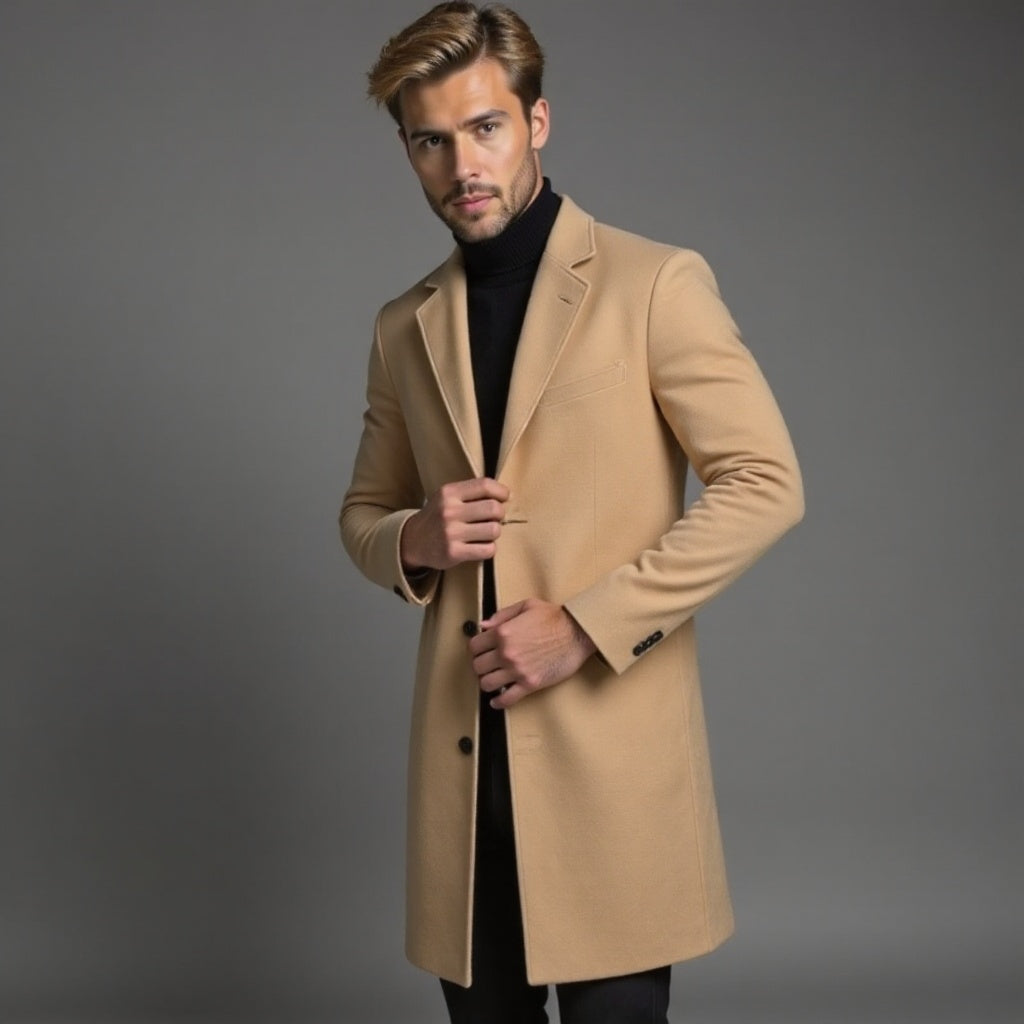 Herren Trenchmantel Mit Schmalem Schnitt Für Winter