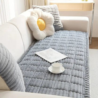 Sofahusse mit Faltenkante – Flanell Überwurf für stilvollen Schutz