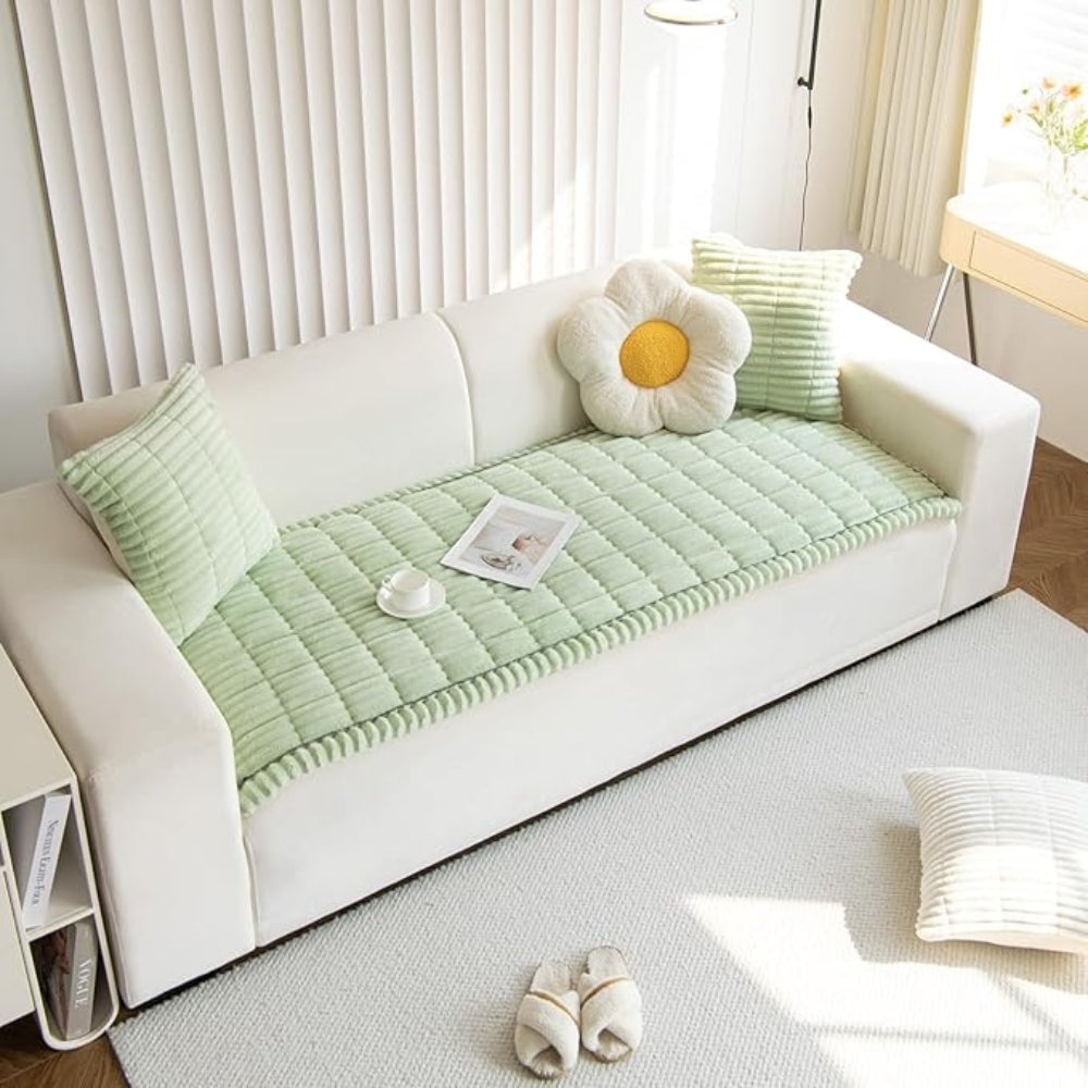 Sofahusse mit Faltenkante – Flanell Überwurf für stilvollen Schutz