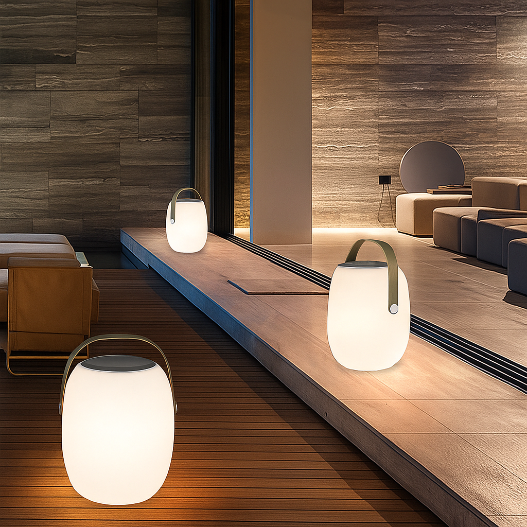 Tragbare Solarleuchte für Terrasse und Garten im modernen Design