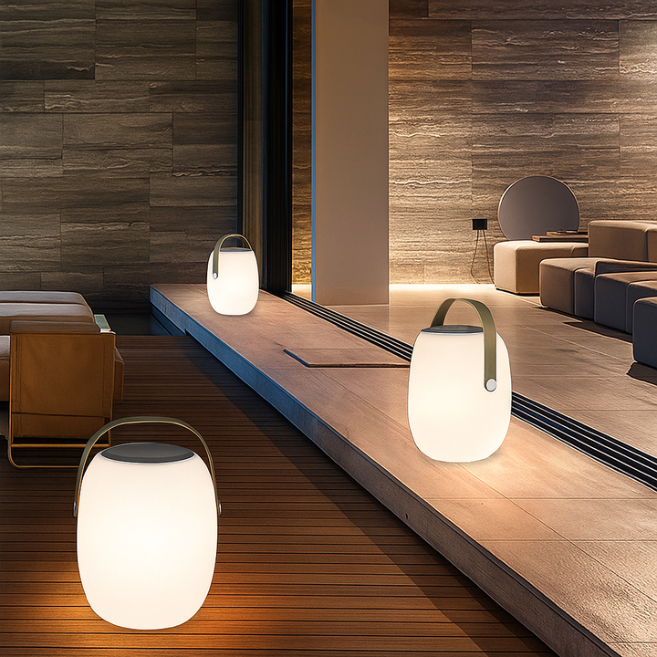 Tragbare Solarleuchte für Terrasse und Garten im modernen Design