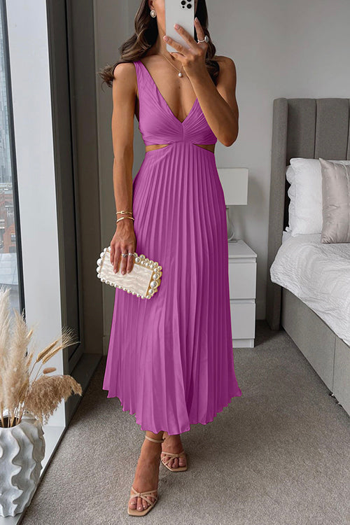 Damen Faltenkleid Mit V-Ausschnitt Und Eleganter Silhouette