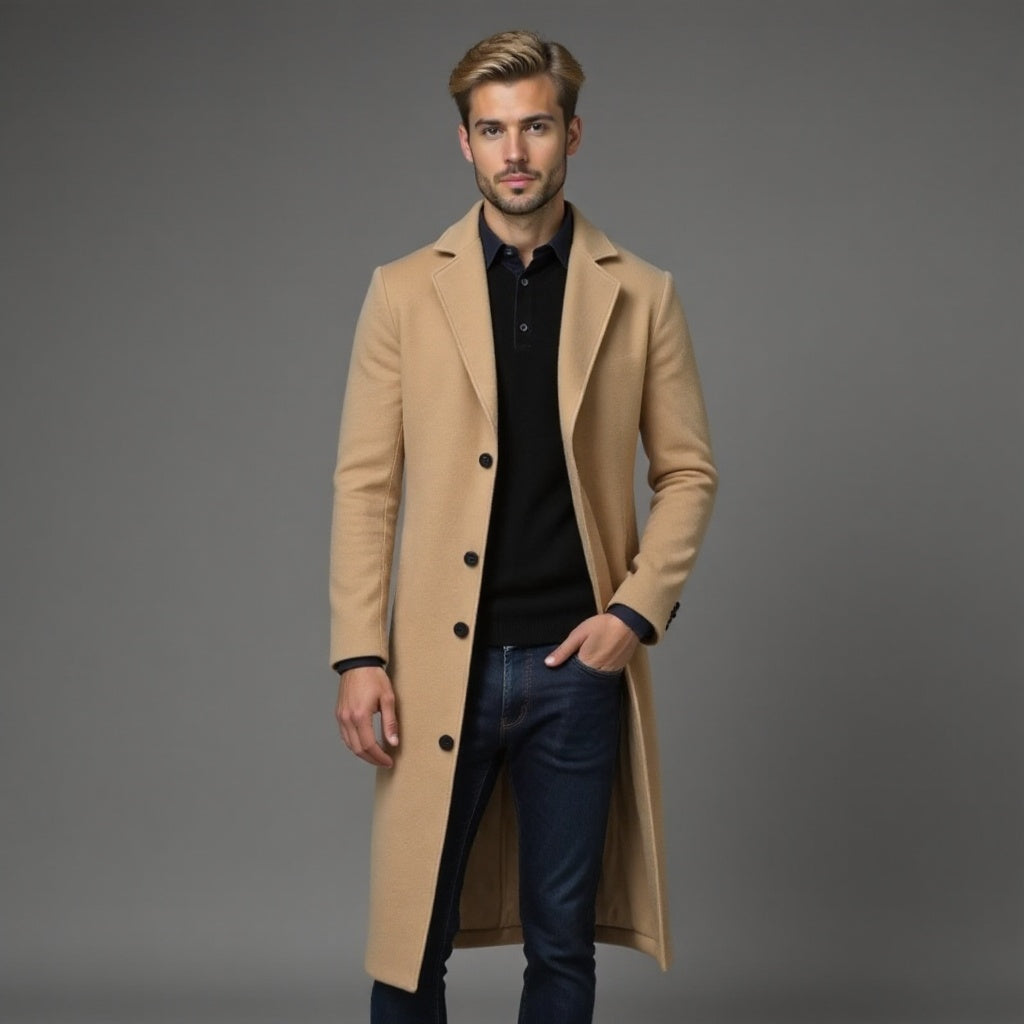 Herren Trenchmantel Mit Schmalem Schnitt Für Winter