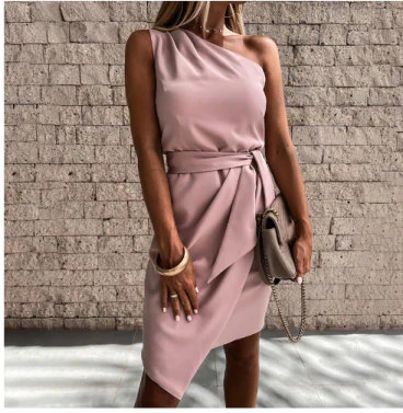 Damen Abendkleid Mit Asymmetrischem Schulterdesign