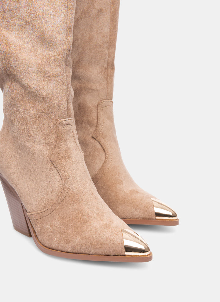 Damen Cowboy Stiefel Mit Hohem Schaft Und Absatz