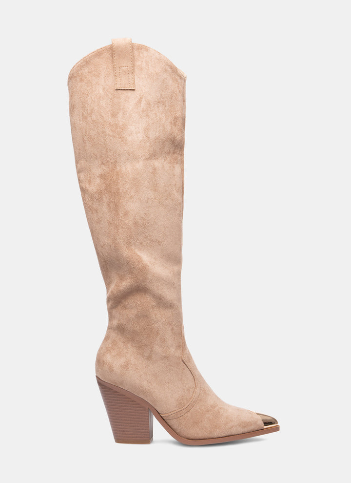 Damen Cowboy Stiefel Mit Hohem Schaft Und Absatz